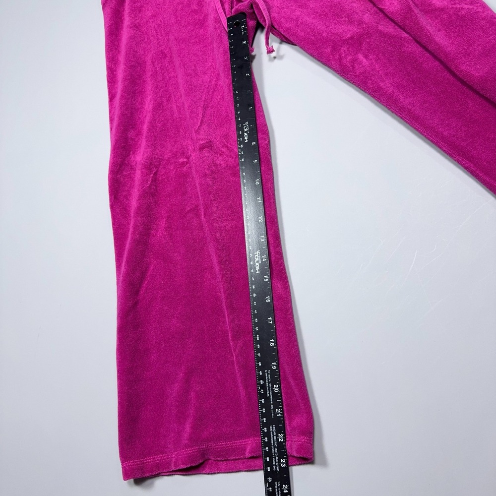 Juicy Couture Wide Leg Y2K Capri Sweatpants Womens Medium Velour Pink McBling - Picture 6 of 9